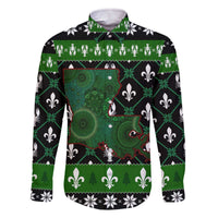 Louisiana USA Symbols Pattern Christmas Family Matching Off The Shoulder Long Sleeve Dress and Hawaiian Shirt Xmas Holiday Patterns - Wonder Print Shop