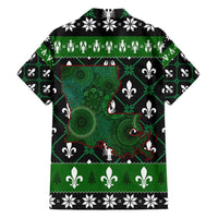 Louisiana USA Symbols Pattern Christmas Family Matching Short Sleeve Bodycon Dress and Hawaiian Shirt Xmas Holiday Patterns - Wonder Print Shop