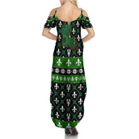 Louisiana USA Symbols Pattern Christmas Family Matching Summer Maxi Dress and Hawaiian Shirt Xmas Holiday Patterns - Wonder Print Shop