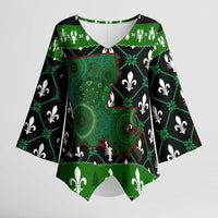 Louisiana USA Symbols Pattern Christmas Kimono Sleeve Blouse Xmas Holiday Patterns - Wonder Print Shop