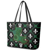 Louisiana USA Symbols Pattern Christmas Leather Tote Bag Xmas Holiday Patterns - Wonder Print Shop