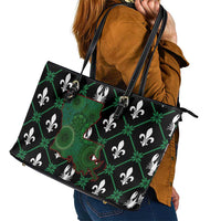 Louisiana USA Symbols Pattern Christmas Leather Tote Bag Xmas Holiday Patterns - Wonder Print Shop