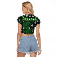 Louisiana USA Symbols Pattern Christmas Raglan Cropped T Shirt Xmas Holiday Patterns - Wonder Print Shop