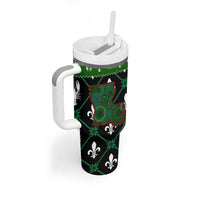 Louisiana USA Symbols Pattern Christmas Tumbler With Handle Xmas Holiday Patterns - Wonder Print Shop