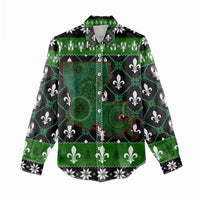 Louisiana USA Symbols Pattern Christmas Women Casual Shirt Xmas Holiday Patterns - Wonder Print Shop
