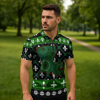 Louisiana USA Symbols Pattern Christmas Zipper Polo Shirt Xmas Holiday Patterns - Wonder Print Shop