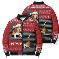 Lovely Beagle Christmas Bomber Puffer Jacket Xmas Holiday Patterns - Wonder Print Shop