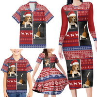 Lovely Beagle Christmas Family Matching Long Sleeve Bodycon Dress and Hawaiian Shirt Xmas Holiday Patterns - Wonder Print Shop