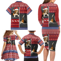 Lovely Beagle Christmas Family Matching Long Sleeve Bodycon Dress and Hawaiian Shirt Xmas Holiday Patterns - Wonder Print Shop