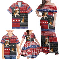 Lovely Beagle Christmas Family Matching Off Shoulder Maxi Dress and Hawaiian Shirt Xmas Holiday Patterns - Wonder Print Shop