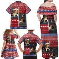 Lovely Beagle Christmas Family Matching Off Shoulder Maxi Dress and Hawaiian Shirt Xmas Holiday Patterns - Wonder Print Shop