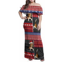 Lovely Beagle Christmas Family Matching Off Shoulder Maxi Dress and Hawaiian Shirt Xmas Holiday Patterns - Wonder Print Shop