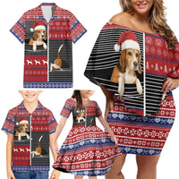 Lovely Beagle Christmas Family Matching Off Shoulder Short Dress and Hawaiian Shirt Xmas Holiday Patterns - Wonder Print Shop