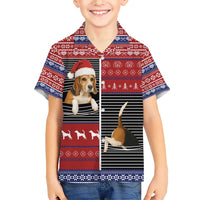 Lovely Beagle Christmas Family Matching Short Sleeve Bodycon Dress and Hawaiian Shirt Xmas Holiday Patterns - Wonder Print Shop