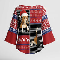 Lovely Beagle Christmas Kimono Sleeve Blouse Xmas Holiday Patterns - Wonder Print Shop