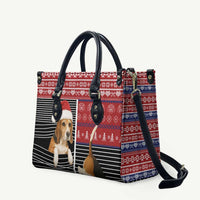 Lovely Beagle Christmas Leather Bag Xmas Holiday Patterns - Wonder Print Shop