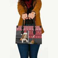 Lovely Beagle Christmas Leather Bag Xmas Holiday Patterns - Wonder Print Shop