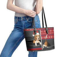 Lovely Beagle Christmas Leather Tote Bag Xmas Holiday Patterns - Wonder Print Shop