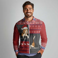 Lovely Beagle Christmas Long Sleeve Polo Shirt Xmas Holiday Patterns - Wonder Print Shop