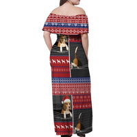 Lovely Beagle Christmas Off Shoulder Maxi Dress Xmas Holiday Patterns - Wonder Print Shop