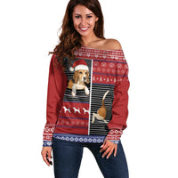 Lovely Beagle Christmas Off Shoulder Sweater Xmas Holiday Patterns - Wonder Print Shop