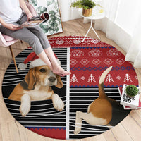 Lovely Beagle Christmas Round Carpet Xmas Holiday Patterns - Wonder Print Shop