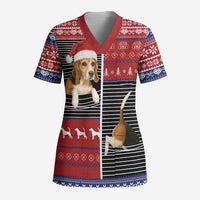 Lovely Beagle Christmas Scrub Top Xmas Holiday Patterns - Wonder Print Shop