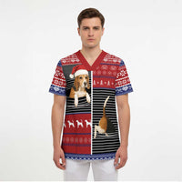 Lovely Beagle Christmas Scrub Top Xmas Holiday Patterns - Wonder Print Shop