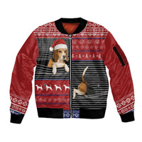 Lovely Beagle Christmas Sleeve Zip Bomber Jacket Xmas Holiday Patterns - Wonder Print Shop