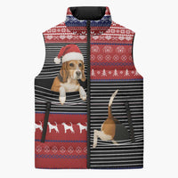 Lovely Beagle Christmas Sleeveless Puffer Jacket Xmas Holiday Patterns - Wonder Print Shop