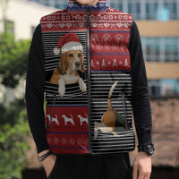 Lovely Beagle Christmas Sleeveless Puffer Jacket Xmas Holiday Patterns - Wonder Print Shop