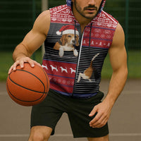 Lovely Beagle Christmas Sleeveless Zip Hoodie Xmas Holiday Patterns - Wonder Print Shop