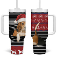 Lovely Beagle Christmas Tumbler With Handle Xmas Holiday Patterns - Wonder Print Shop