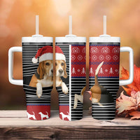 Lovely Beagle Christmas Tumbler With Handle Xmas Holiday Patterns - Wonder Print Shop