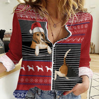Lovely Beagle Christmas Women Casual Shirt Xmas Holiday Patterns - Wonder Print Shop
