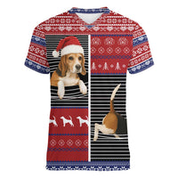 Lovely Beagle Christmas Women V-Neck T-Shirt Xmas Holiday Patterns - Wonder Print Shop