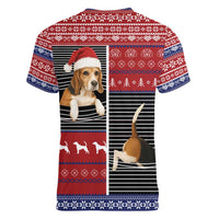 Lovely Beagle Christmas Women V-Neck T-Shirt Xmas Holiday Patterns - Wonder Print Shop