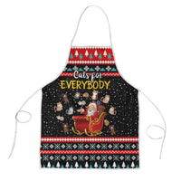 Funny Santa Apron with Cats for Everybody Quote and Red Christmas Pattern - Wonder Print Shop