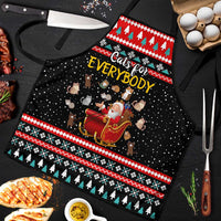 Funny Santa Apron with Cats for Everybody Quote and Red Christmas Pattern - Wonder Print Shop