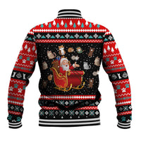 Funny Santa Baseball Jacket with Cats for Everybody Quote and Red Christmas Pattern - Wonder Print Shop