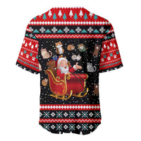 Funny Santa Baseball Jersey with Cats for Everybody Quote and Red Christmas Pattern - Wonder Print Shop