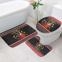 Funny Santa Bathroom Set with Cats for Everybody Quote and Red Christmas Pattern - Wonder Print Shop