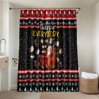 Funny Santa Bathroom Set with Cats for Everybody Quote and Red Christmas Pattern - Wonder Print Shop