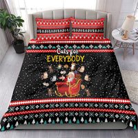 Funny Santa Bedding Set with Cats for Everybody Quote and Red Christmas Pattern - Wonder Print Shop
