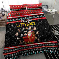 Funny Santa Bedding Set with Cats for Everybody Quote and Red Christmas Pattern - Wonder Print Shop