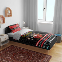Funny Santa Bedding Set with Cats for Everybody Quote and Red Christmas Pattern - Wonder Print Shop