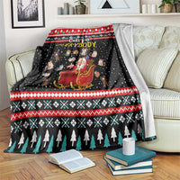 Funny Santa Blanket with Cats for Everybody Quote and Red Christmas Pattern - Wonder Print Shop