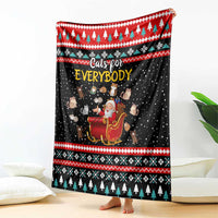 Funny Santa Blanket with Cats for Everybody Quote and Red Christmas Pattern - Wonder Print Shop