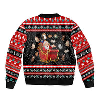 Funny Santa Bomber Jacket with Cats for Everybody Quote and Red Christmas Pattern - Wonder Print Shop