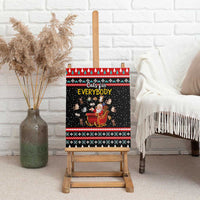 Funny Santa Canvas Wall Art with Cats for Everybody Quote and Red Christmas Pattern - Wonder Print Shop